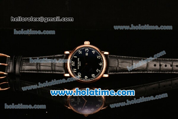 Patek Philippe Calatrava 2813 Automatic Rose Gold Case with Black Dial and Arabic Numeral Markers - Click Image to Close